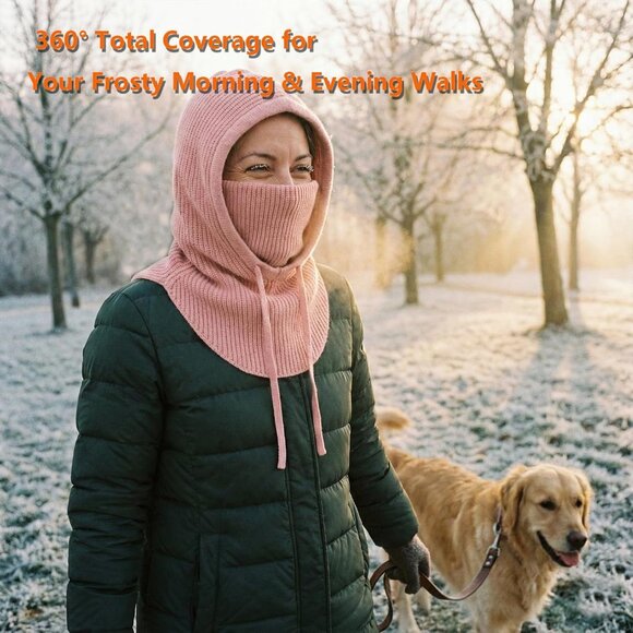 Women Winter Hats Winter Face Mask Ski Mask Warm Face Cover Neck Warmer Pink - Picture 3 of 6